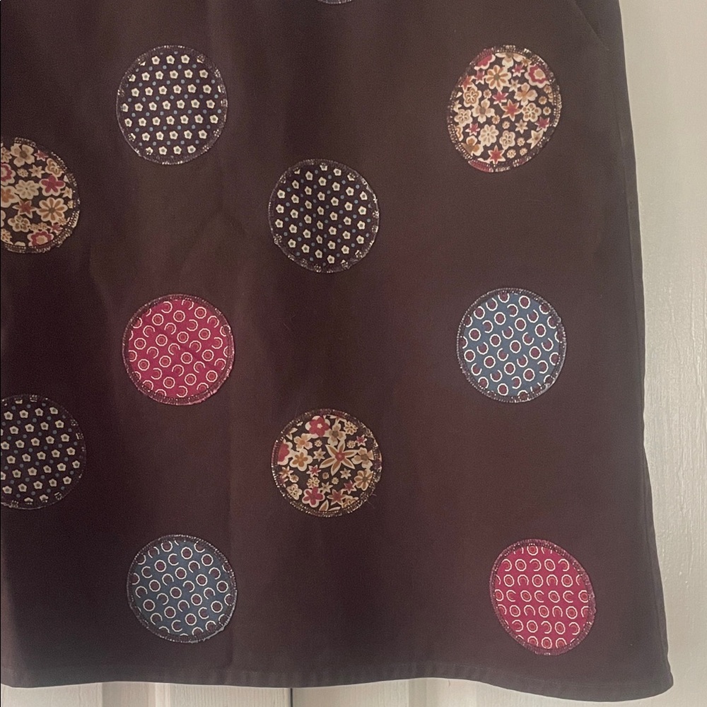 Boden Black A-Line Skirt with Red, Blue and Floral Circles - Picture 2 of 7